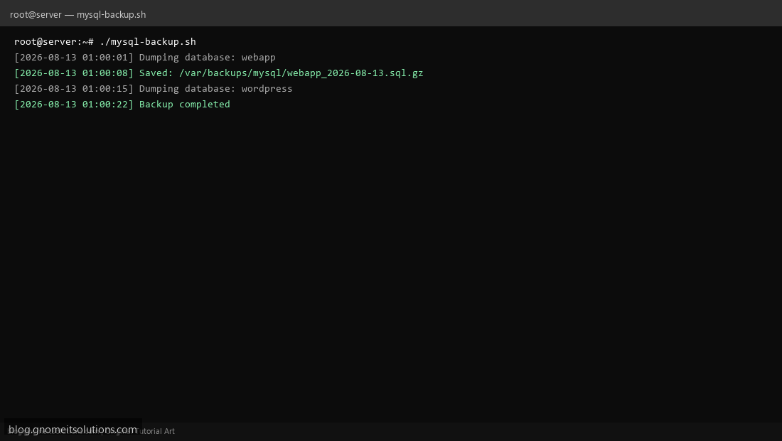 MySQL backup shell script running on Linux server