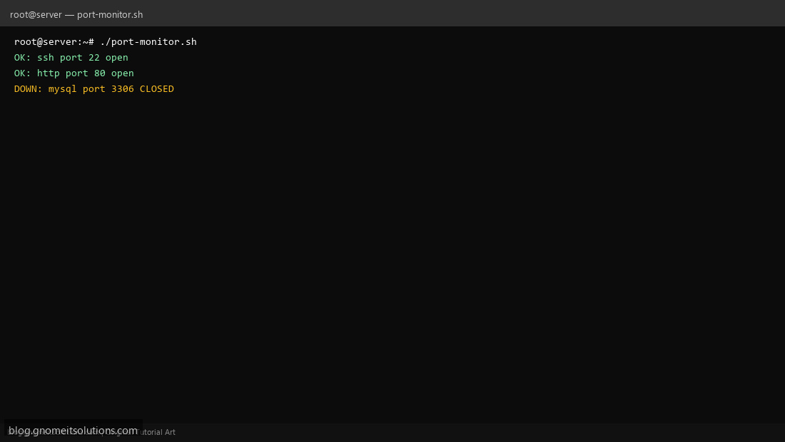 Linux port monitor shell script checking open ports