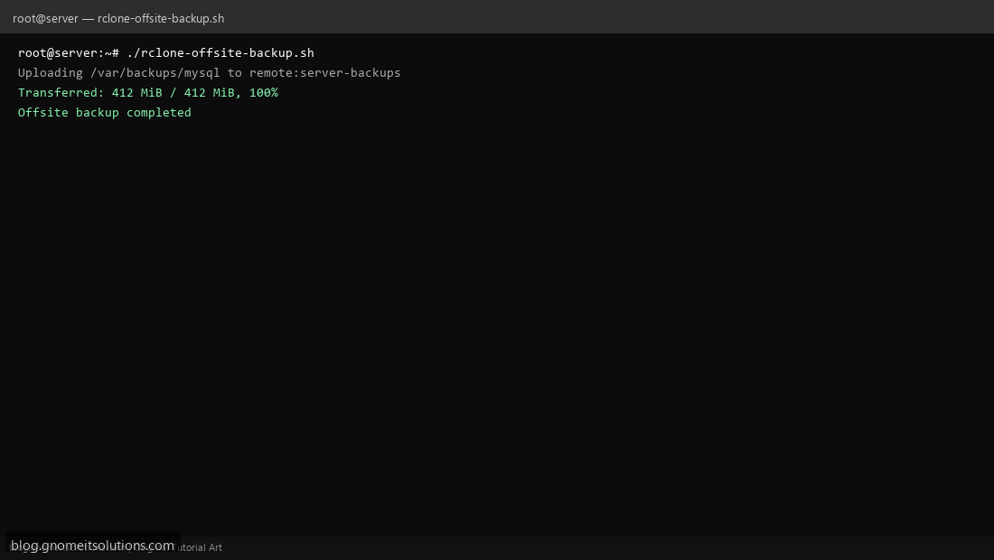 rclone offsite backup shell script uploading to cloud storage