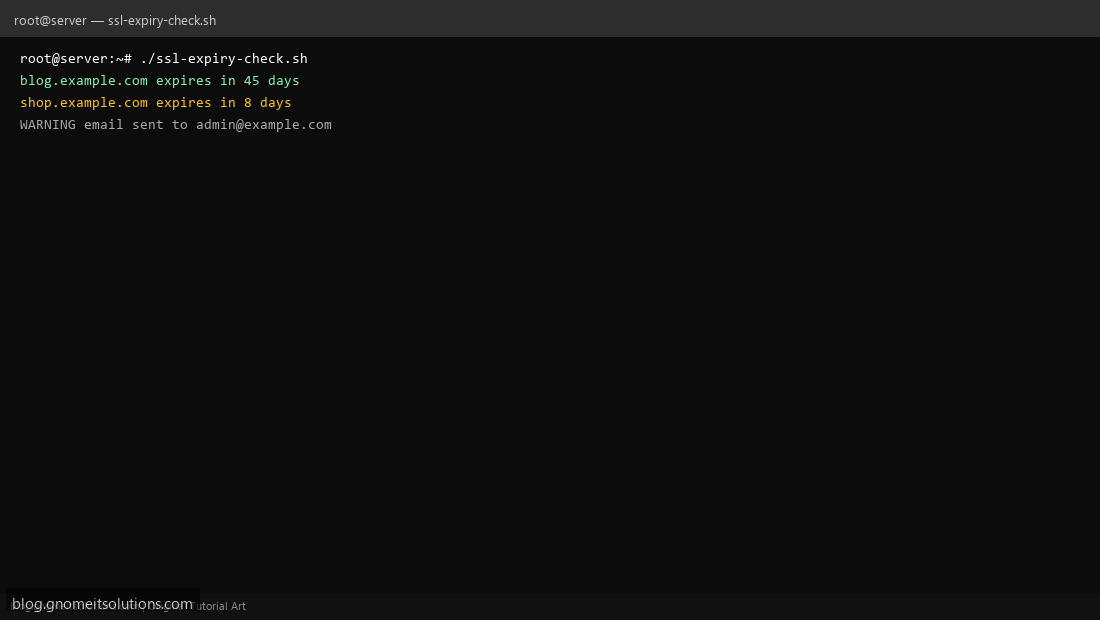 SSL certificate expiry checker script on Linux