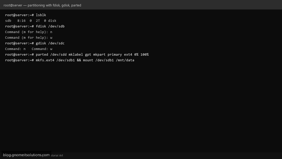Identifying disk device and existing partition table with lsblk