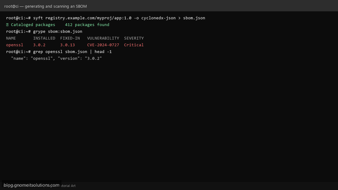 Installing Syft SBOM generation tool