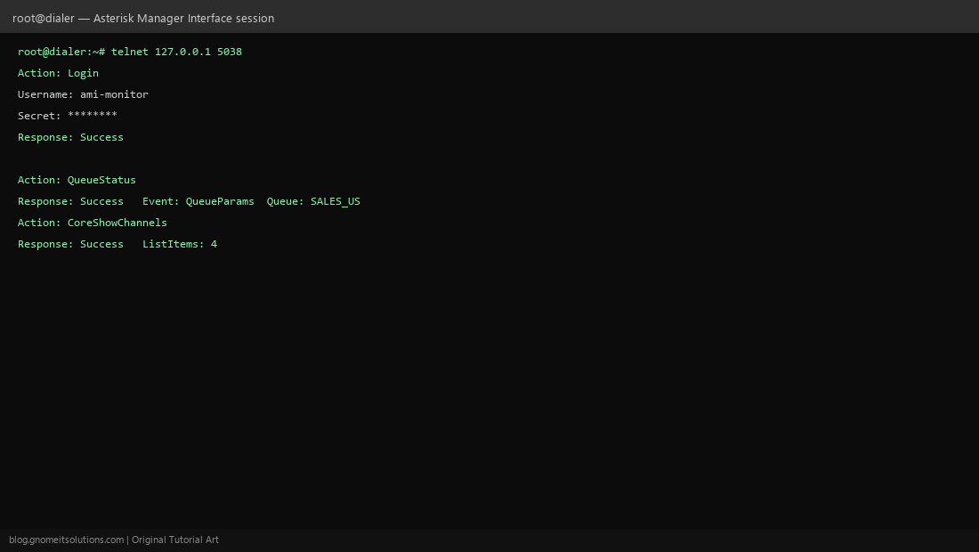 Connecting to Asterisk AMI manually with telnet