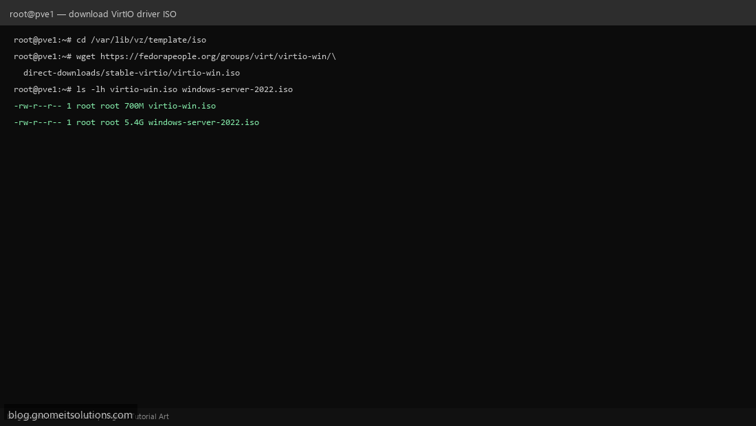 Downloading VirtIO driver ISO to Proxmox ISO storage