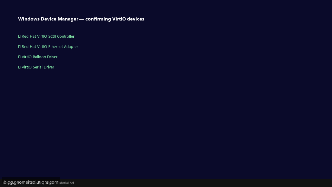 Verifying VirtIO devices in Windows Device Manager