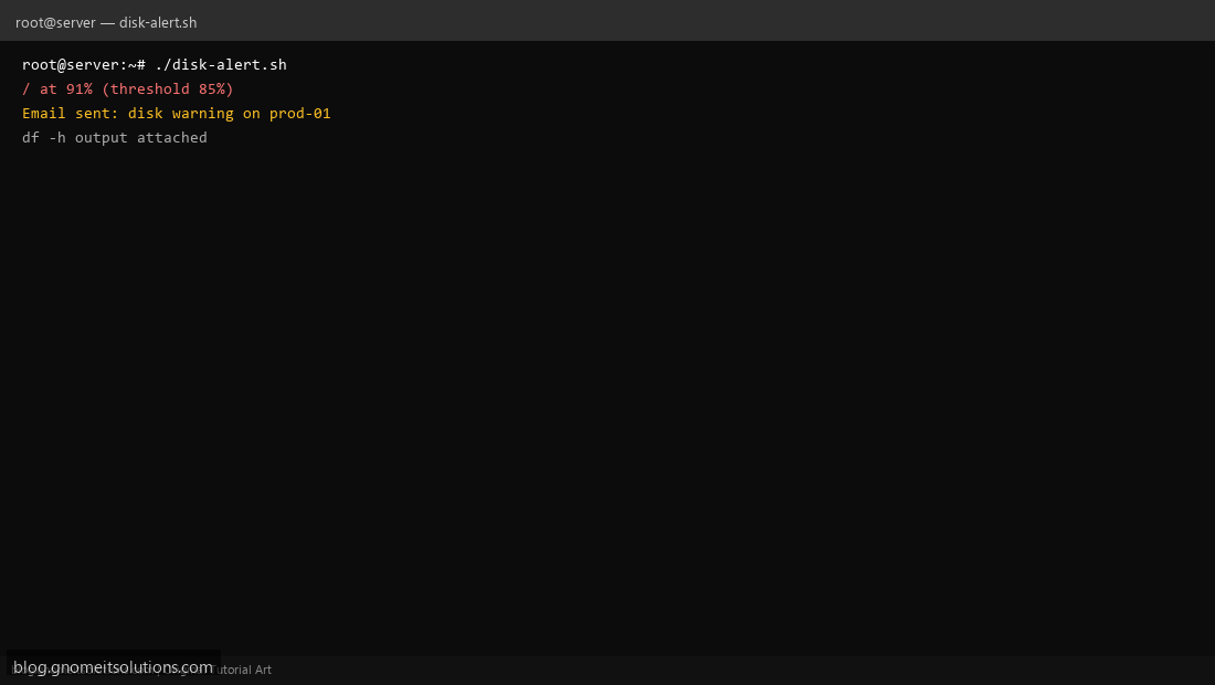 Disk space alert shell script sending email on high df usage