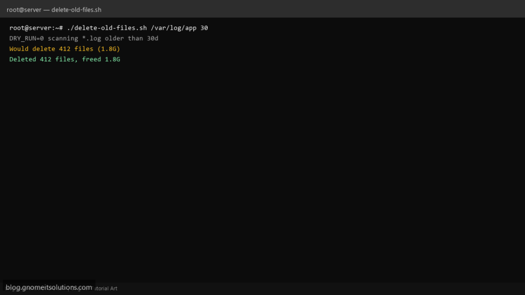 find delete old files shell script