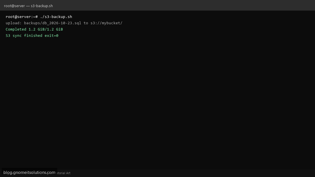 AWS S3 sync backup shell script on Linux