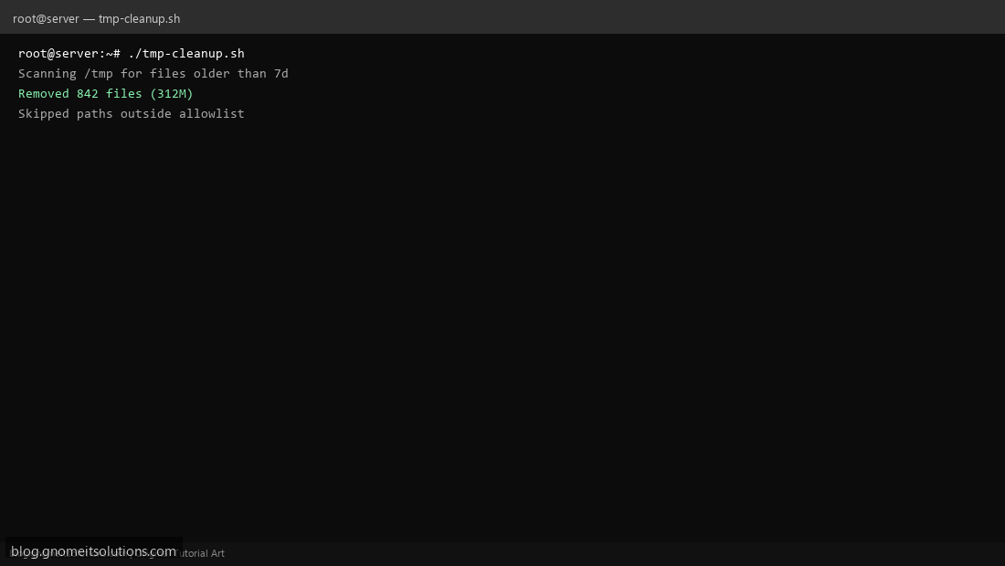 Linux tmp cleanup shell script removing old files